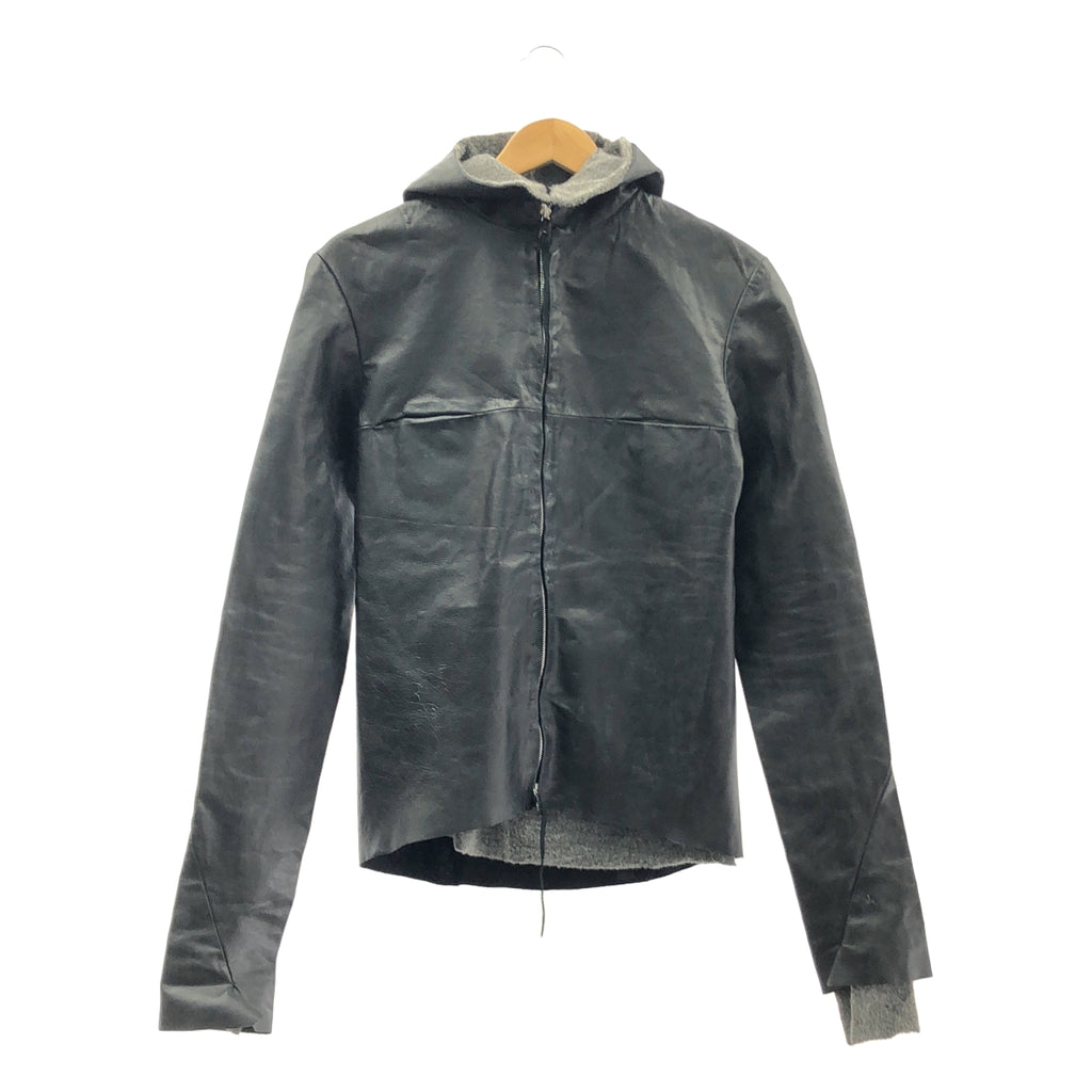 m.a+ / 엠에이크로스 | AVIATOR JACKET 어비에이터 지퍼 푸드드 가죽 재킷 | 블랙 | 맨즈