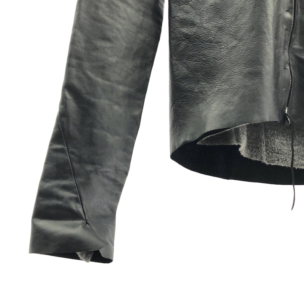 m.a+ / 엠에이크로스 | AVIATOR JACKET 어비에이터 지퍼 푸드드 가죽 재킷 | 블랙 | 맨즈