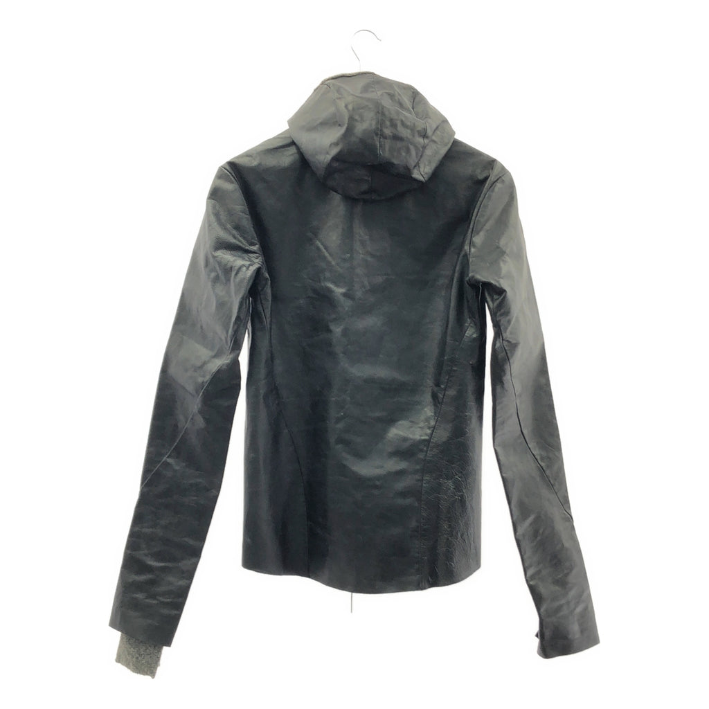 m.a+ / 엠에이크로스 | AVIATOR JACKET 어비에이터 지퍼 푸드드 가죽 재킷 | 블랙 | 맨즈