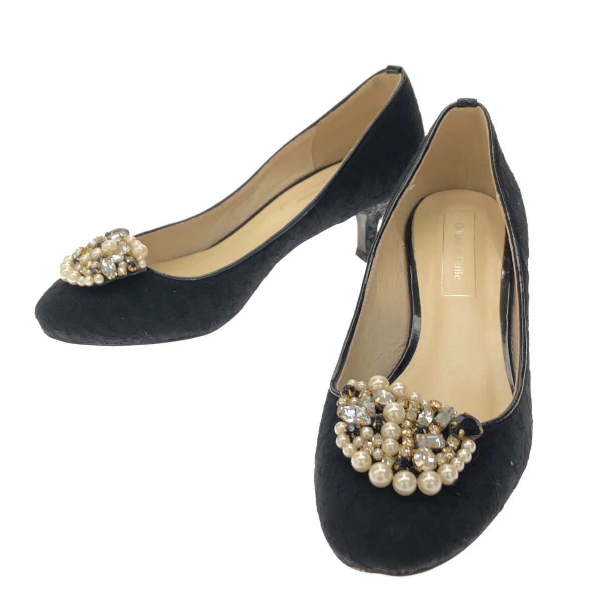 ODETTE E ODILE / オデット エ オディール | 装飾 クリップ付き レース ヒール パンプス | 22 1/2 | レディース