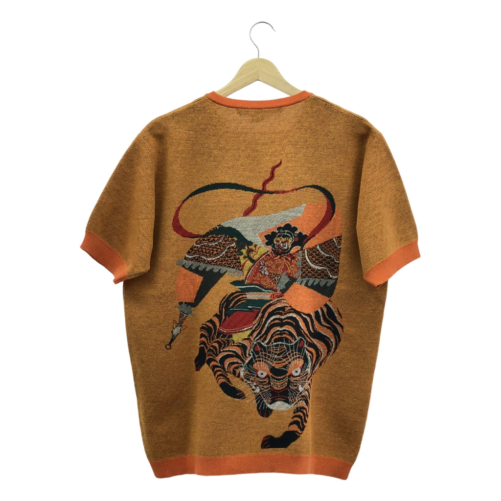 【美品】  JUNYA WATANABE MAN / ジュンヤワタナベマン | 2022SS | Multi Material Mix Jacqueard Tiger Pattern ハーフスリーブ ニット | S | マルチカラー | メンズ