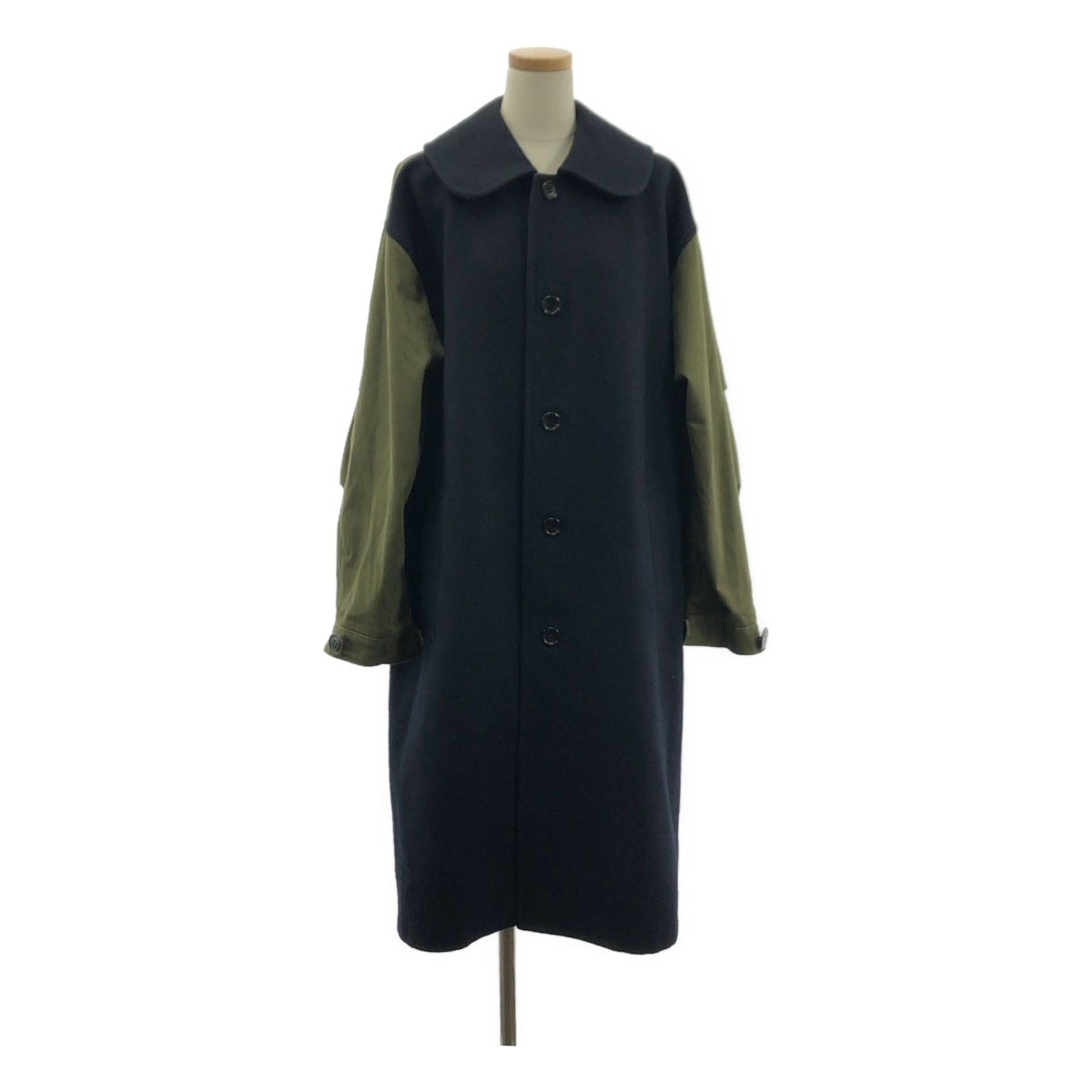 JUNYA WATANABE COMME des GARCONS / 준야와타나베 | 2019AW | 울 전환 라운드 컬러 모드 코트 | S | 네이비/카키 | 여성