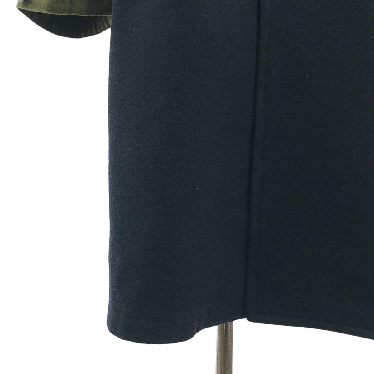 JUNYA WATANABE COMME des GARCONS / ジュンヤワタナベ | 2019AW | ウール切替 ラウンドカラー モッズコート | S | ネイビー/カーキ | レディース