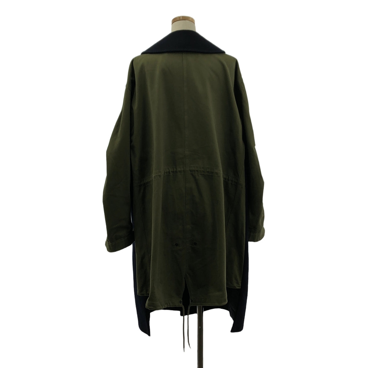 JUNYA WATANABE COMME des GARCONS / ジュンヤワタナベ | 2019AW | ウール切替 ラウンドカラー モッズコート | S | ネイビー/カーキ | レディース