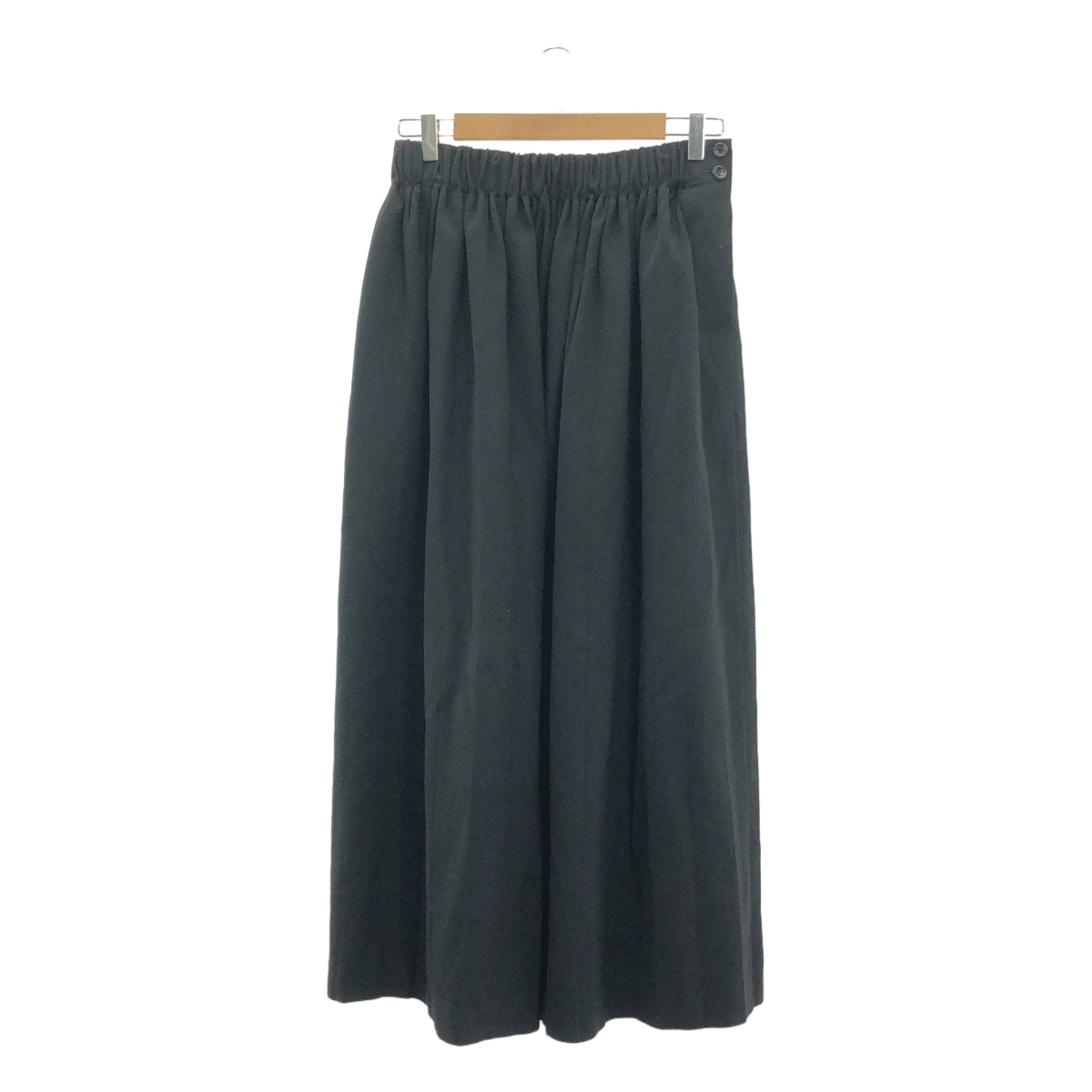 Y's / Y's Yohji Yamamoto | 80-90 年代復古羊毛混紡褶皺長裙 | 黑色 | 女款