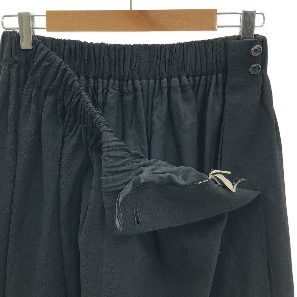 Y's / Y's Yohji Yamamoto | 80-90 年代復古羊毛混紡褶皺長裙 | 黑色 | 女款