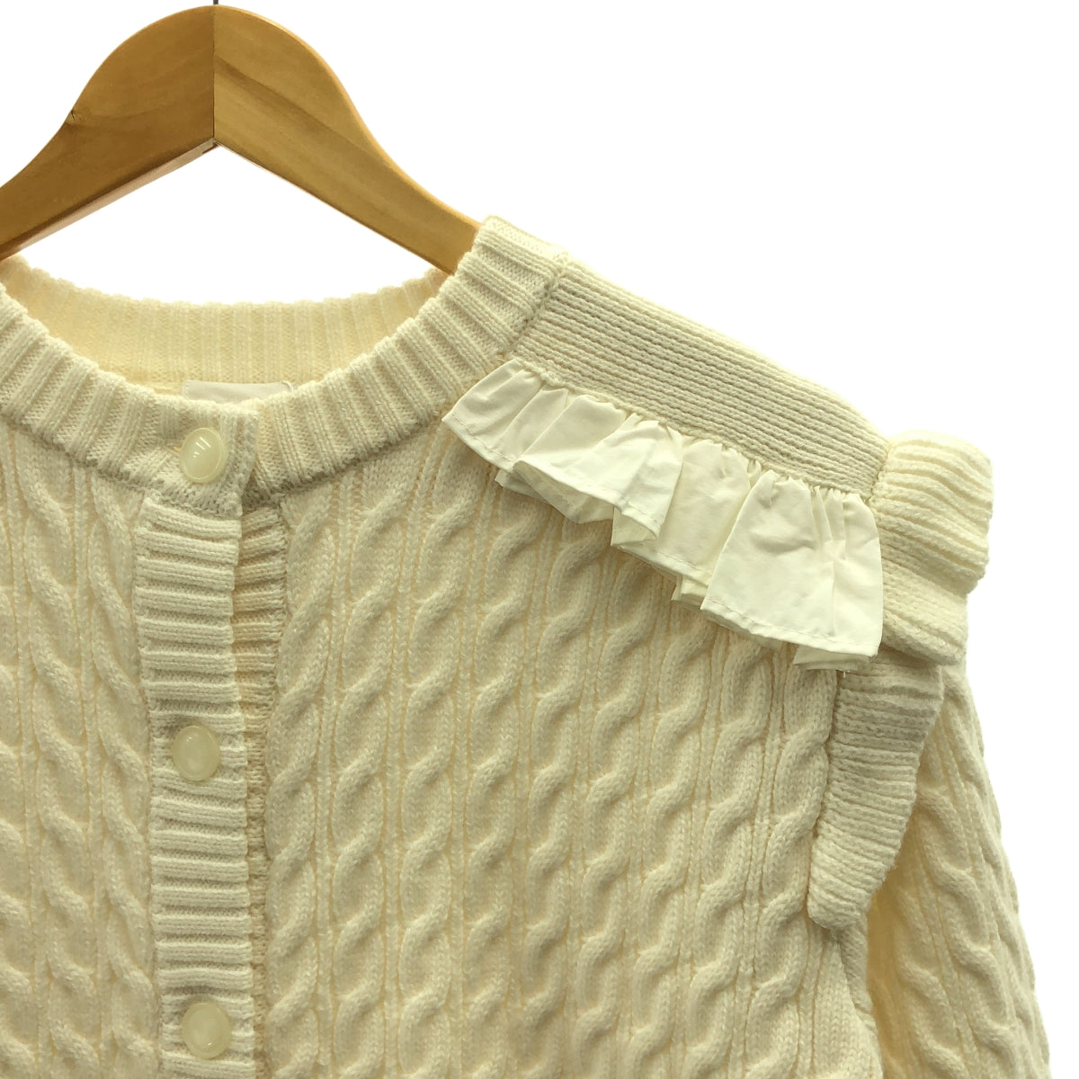 sono | 荷葉邊麻花針織開襟衫 | 1 碼 | 女款