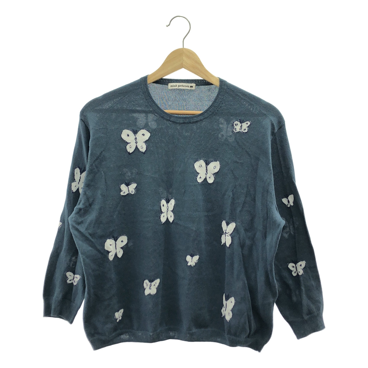 mina perhonen / ミナペルホネン | memoria / メモリア コットン ちょうちょ エンブロイダリー サマー ニット | 40 | レディース