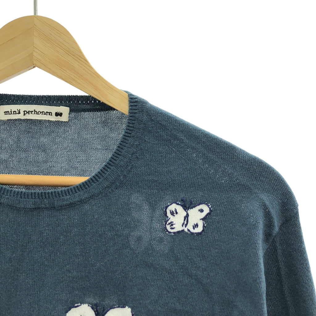 mina perhonen / ミナペルホネン | memoria / メモリア コットン ちょうちょ エンブロイダリー サマー ニット | 40 | レディース