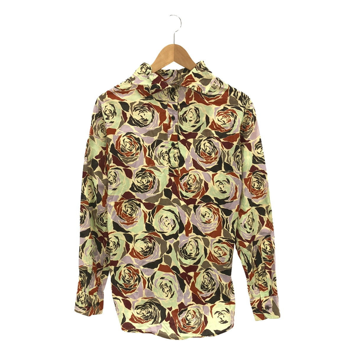 DRIES VAN NOTEN | 2021AW | Cotton floral rose print high neck pullover shirt | Size 36 | Women's