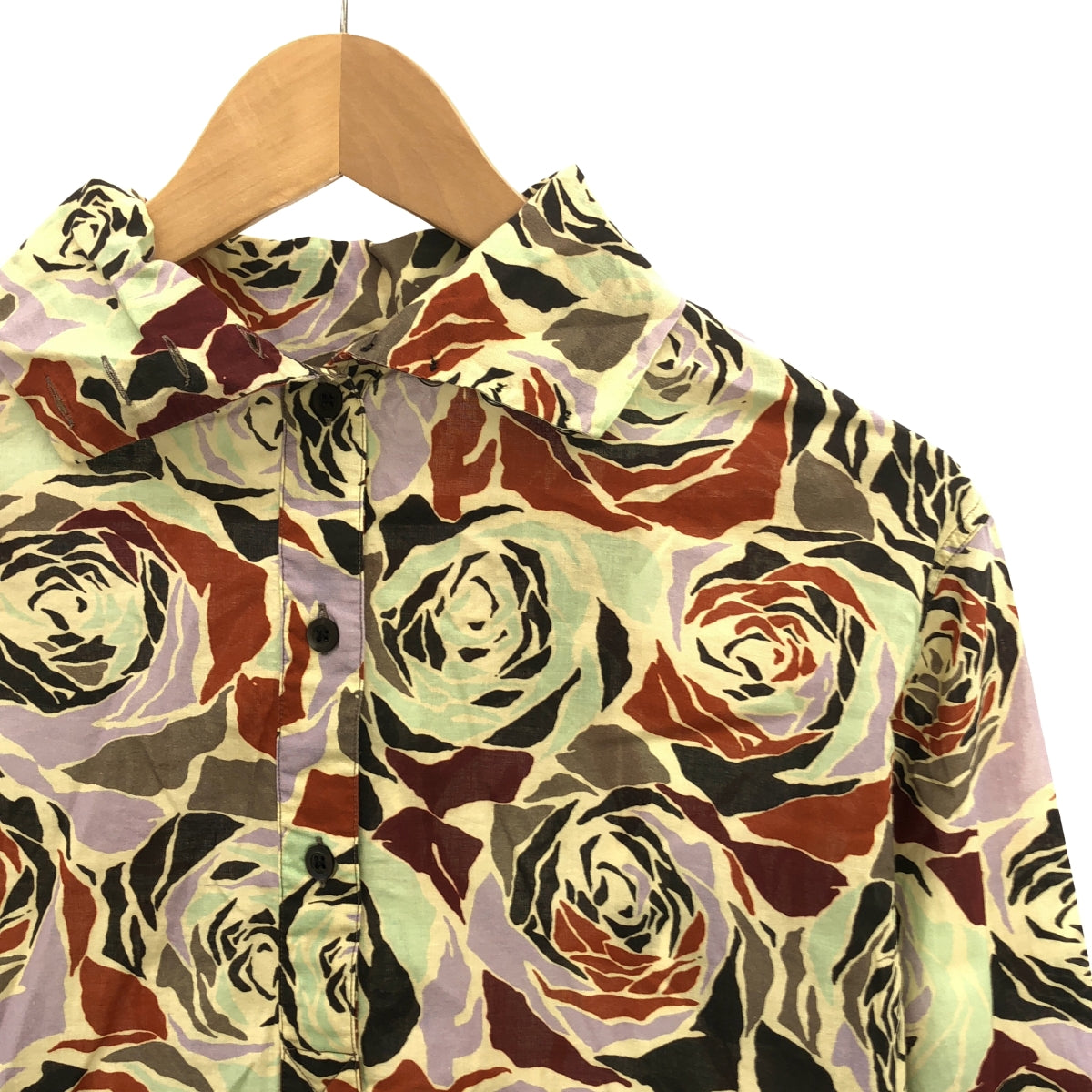 DRIES VAN NOTEN | 2021AW | Cotton floral rose print high neck pullover shirt | Size 36 | Women's