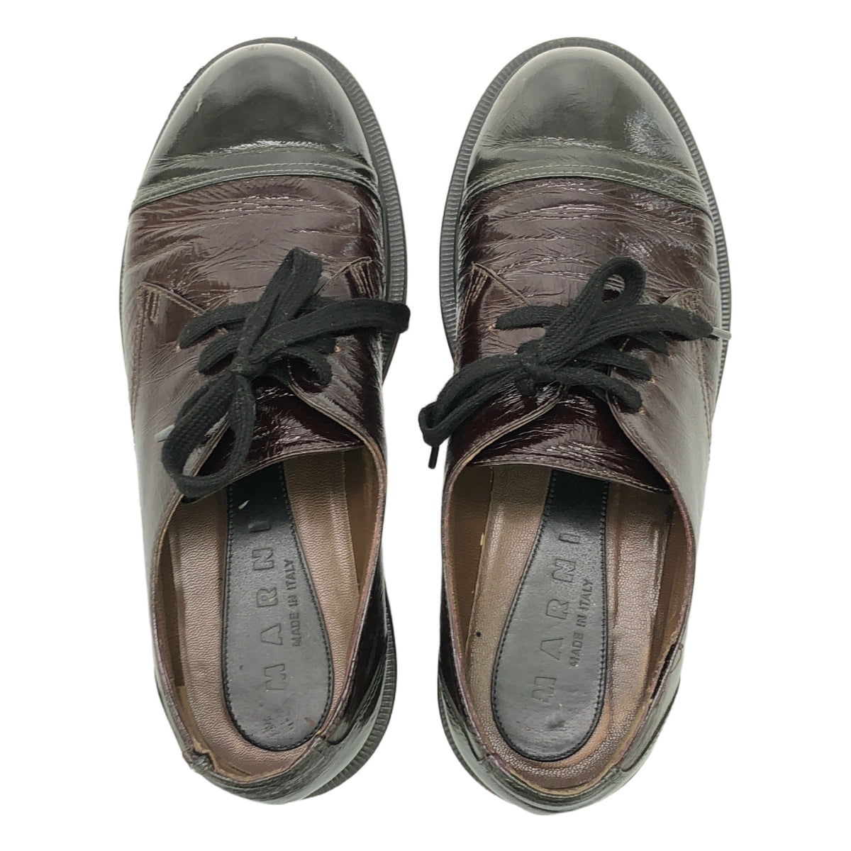 MARNI |漆皮雙色繫帶鞋 | 36 |棕色/黑色 |女性的