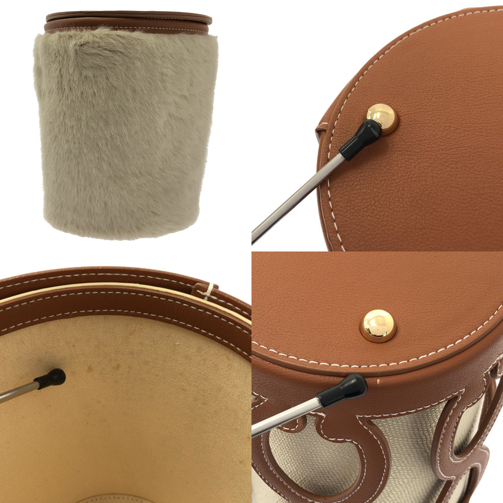 【美品】  SEVEN TEN by MIHO KAWAHITO / セブンテンバイミホカワヒト | カットワークレザーバケットバッグ | ブラウン/ベージュ | レディース