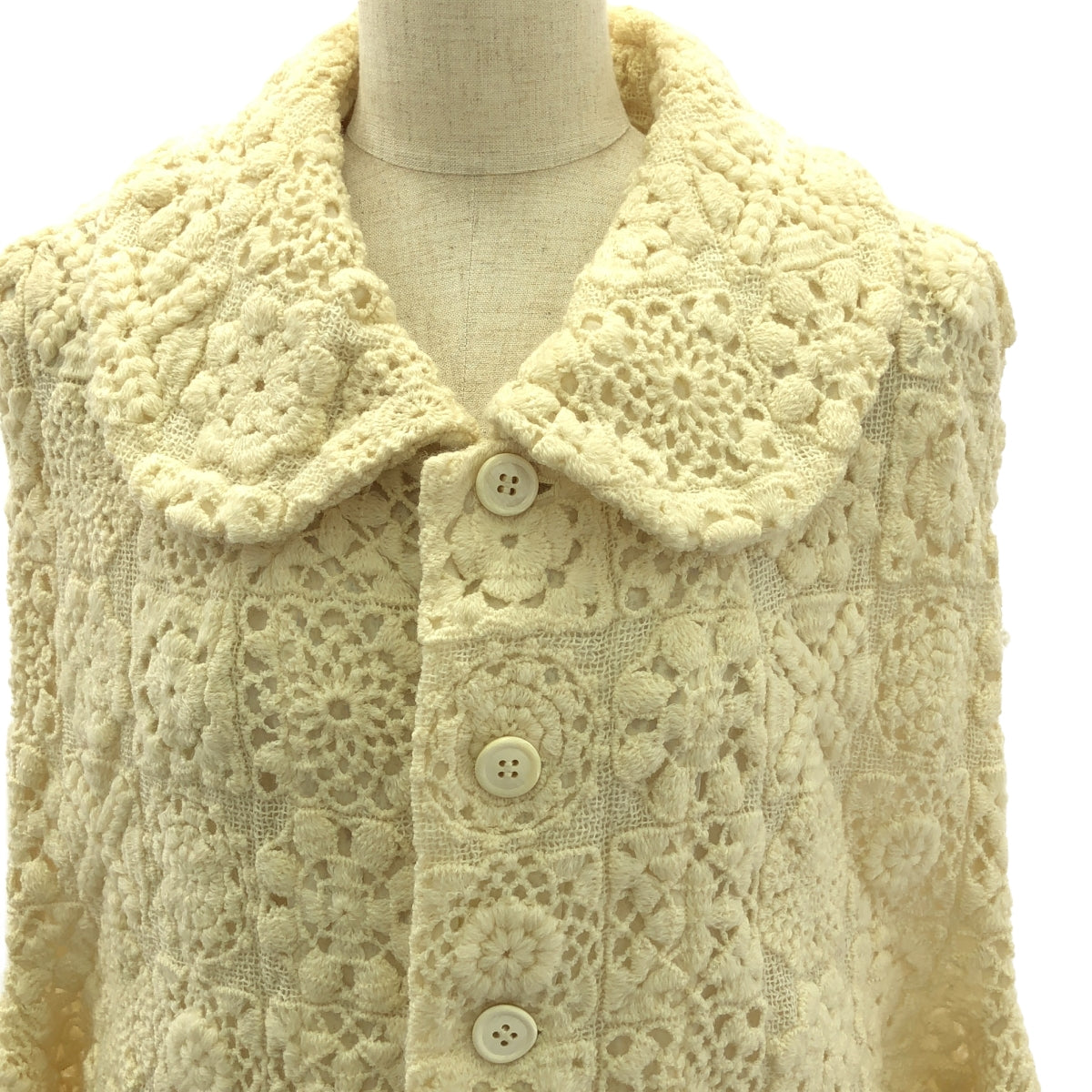 COMME des GARCONS | 2005AW | Crochet knit jacket with modified round collar / Fully lined | M | Women's