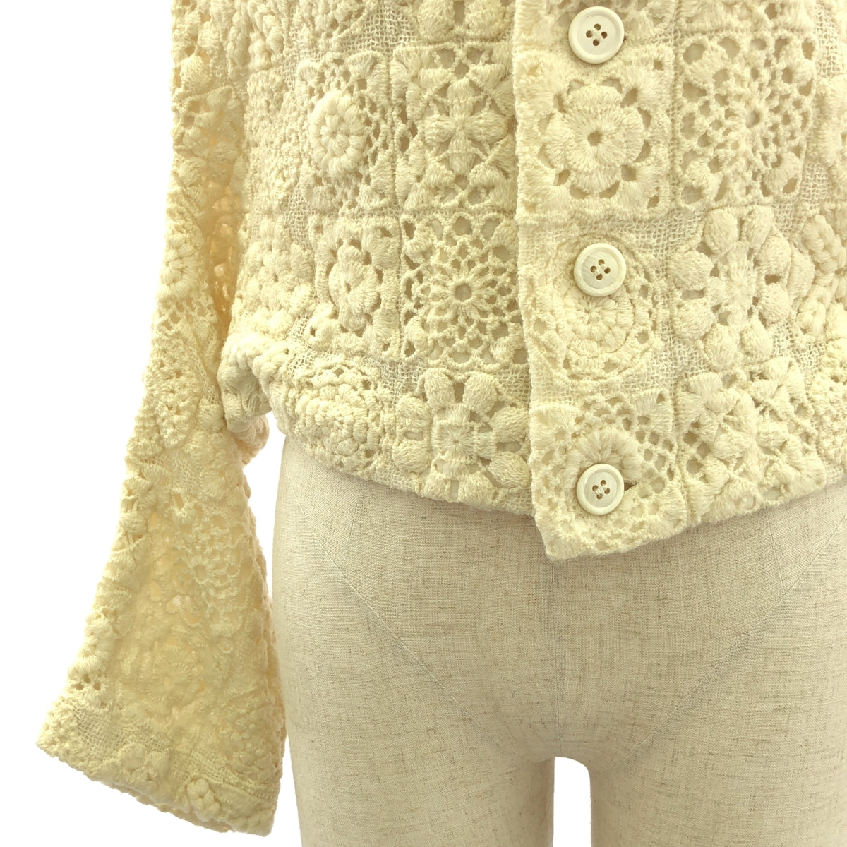 COMME des GARCONS | 2005AW | Crochet knit jacket with modified round collar / Fully lined | M | Women's