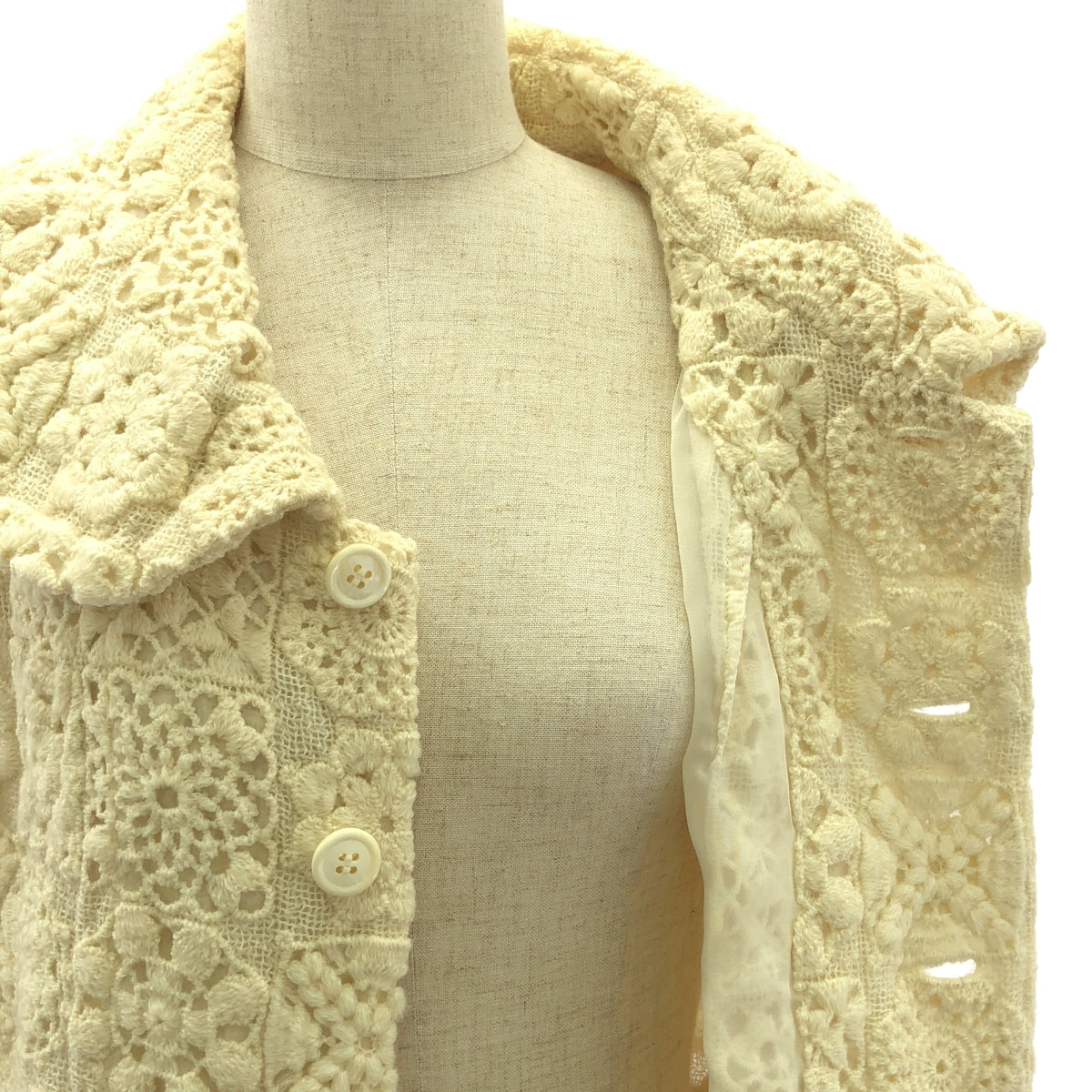 COMME des GARCONS | 2005AW | Crochet knit jacket with modified round collar / Fully lined | M | Women's