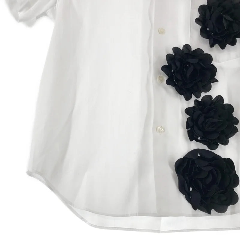 tao COMME des GARCONS / タオコムデギャルソン | 2025AW | フラワーモチーフ ラウンドカラーシャツ | S | レディース