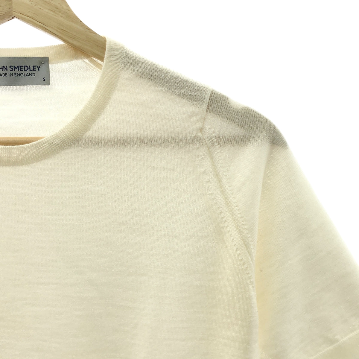 JOHN SMEDLEY / ジョンスメドレー | ウール 半袖 ニット | S | ナチュラル | レディース