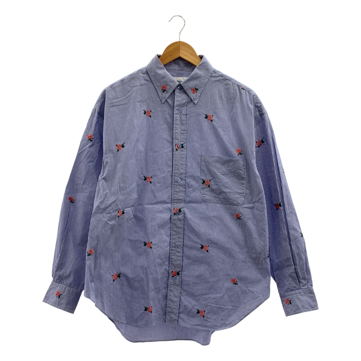 JOHN MASON SMITH / 존 메이슨 스미스 | 2025SS | FLOWER EMBROIDERY SHORT / 스트라이프 엠브로이드리 오버 셔츠 블라우스 | M | 여성