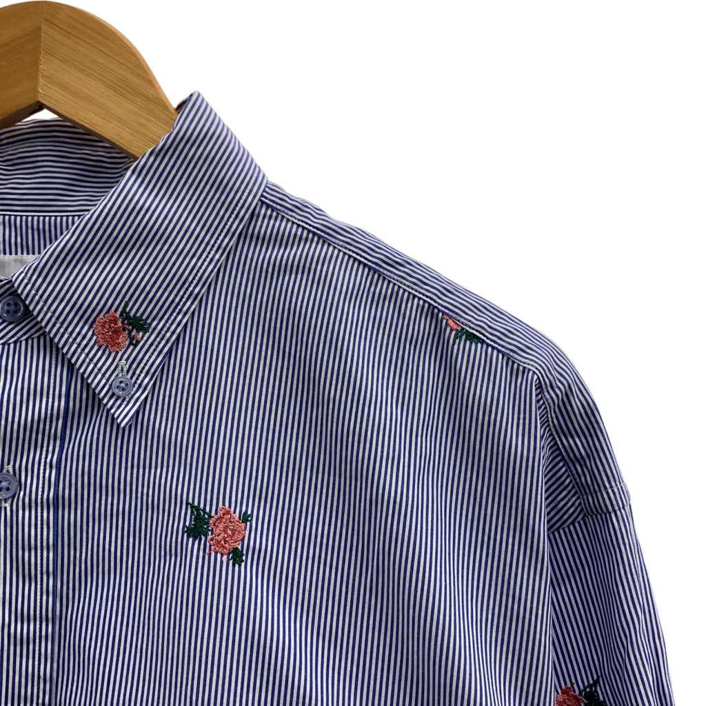 JOHN MASON SMITH / 존 메이슨 스미스 | 2025SS | FLOWER EMBROIDERY SHORT / 스트라이프 엠브로이드리 오버 셔츠 블라우스 | M | 여성