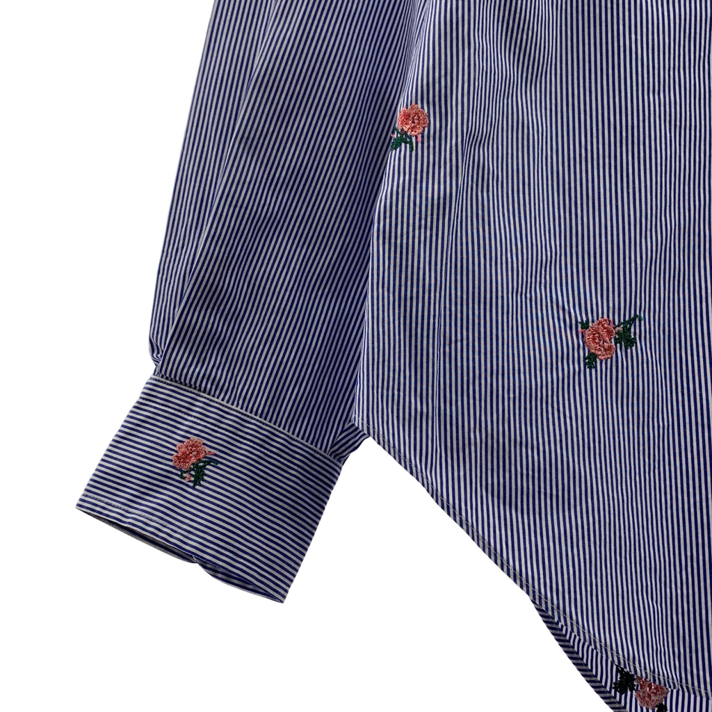 JOHN MASON SMITH / 존 메이슨 스미스 | 2025SS | FLOWER EMBROIDERY SHORT / 스트라이프 엠브로이드리 오버 셔츠 블라우스 | M | 여성