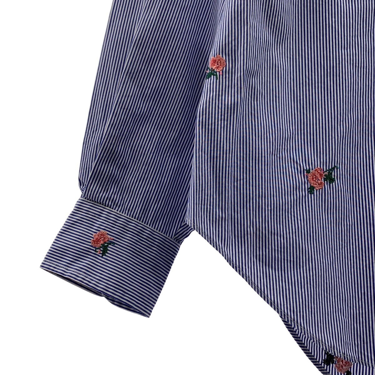 JOHN MASON SMITH / 존 메이슨 스미스 | 2025SS | FLOWER EMBROIDERY SHORT / 스트라이프 엠브로이드리 오버 셔츠 블라우스 | M | 여성