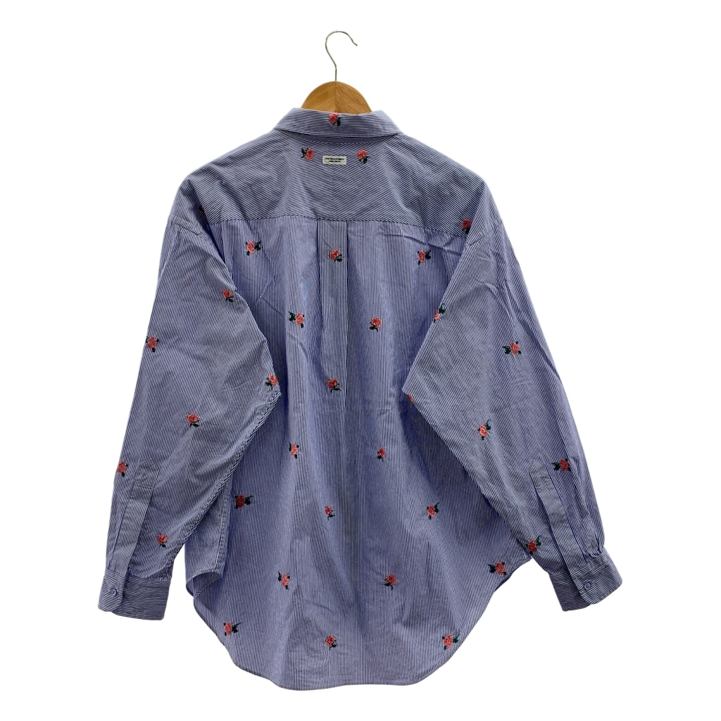 JOHN MASON SMITH / 존 메이슨 스미스 | 2025SS | FLOWER EMBROIDERY SHORT / 스트라이프 엠브로이드리 오버 셔츠 블라우스 | M | 여성