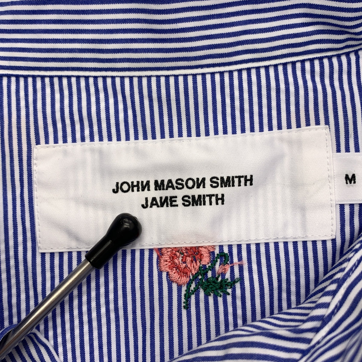 JOHN MASON SMITH / 존 메이슨 스미스 | 2025SS | FLOWER EMBROIDERY SHORT / 스트라이프 엠브로이드리 오버 셔츠 블라우스 | M | 여성