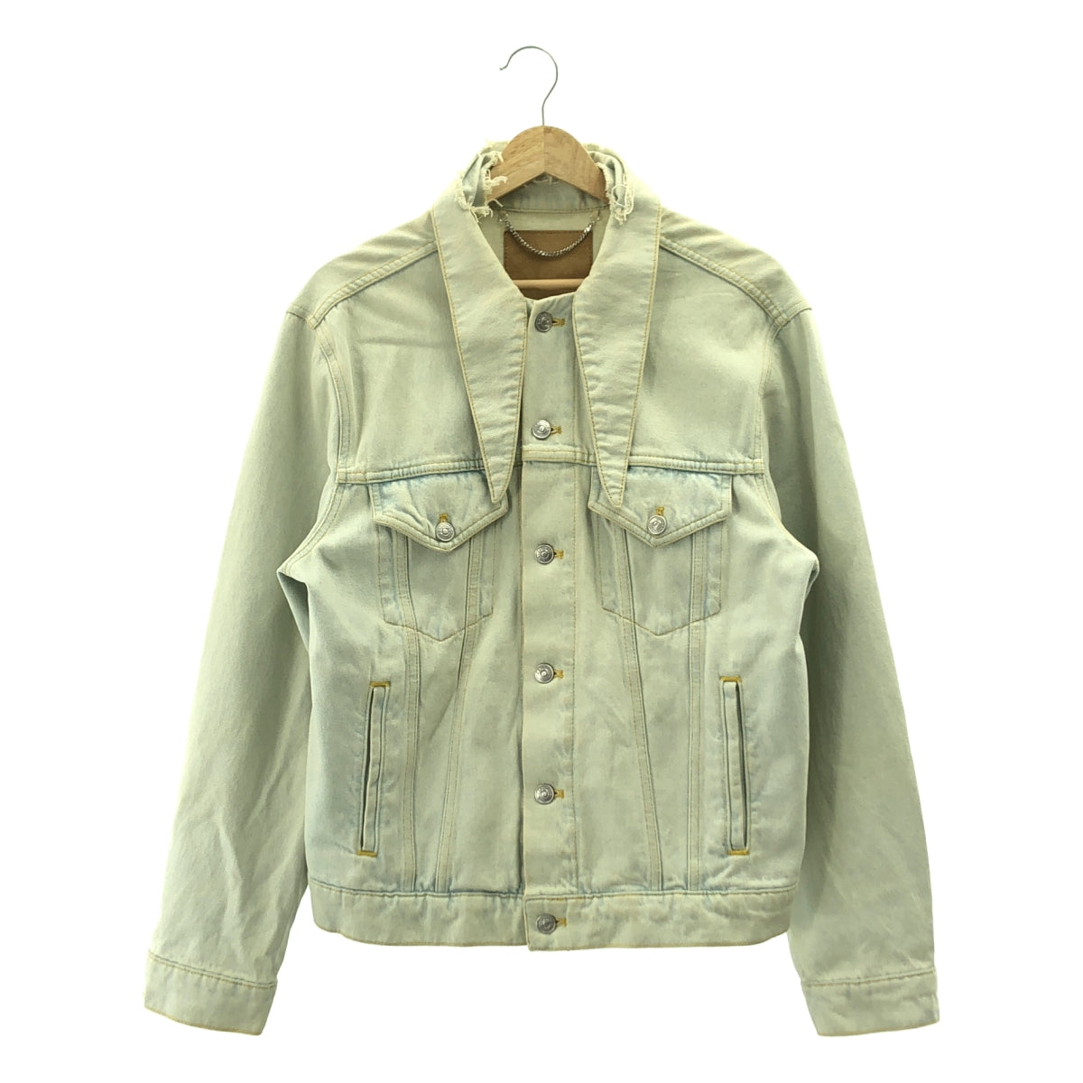 BALENCIAGA / バレンシアガ | ダメージ加工 ビッグカラー デニムジャケット | 40 | メンズ