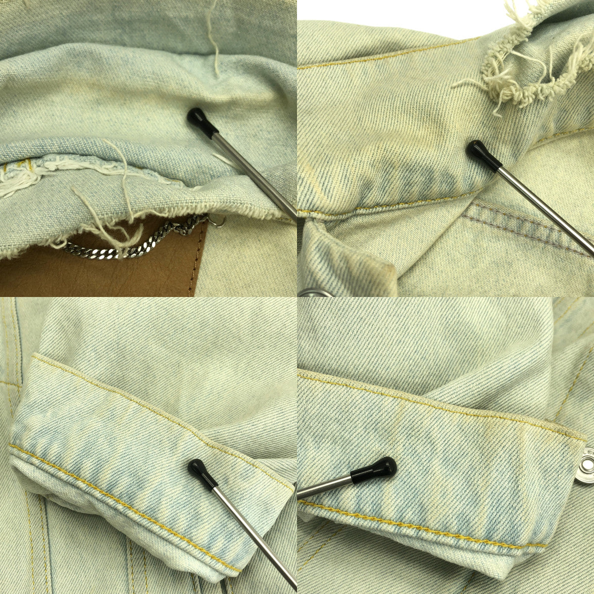 BALENCIAGA / 발렌시아가 | 데미지 가공 빅 컬러 데님 재킷 | 40 | 남성