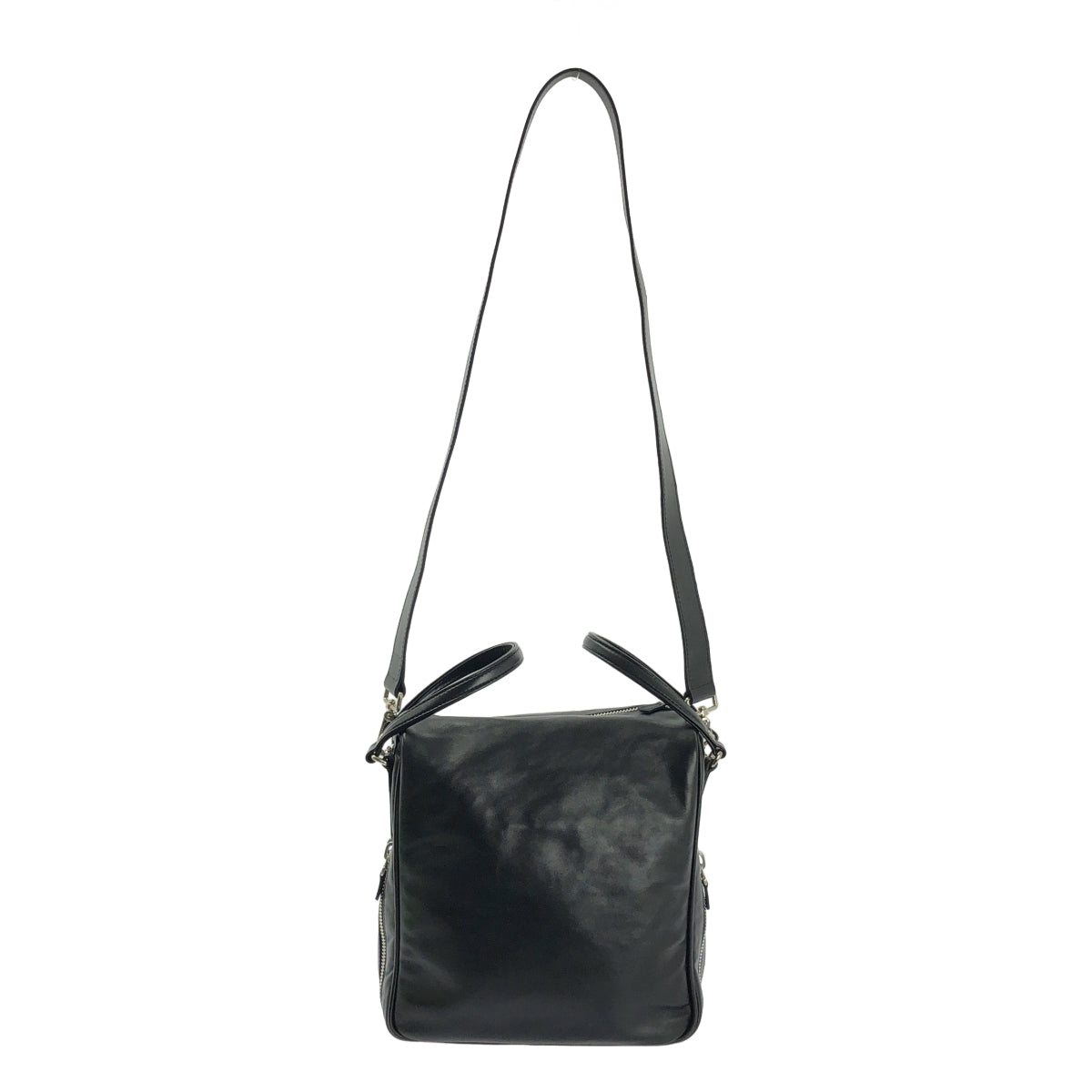 【美品】  JACQUES LE CORRE / ジャックルコー | レザー ジップ 2way スクエア ショルダーバッグ | ブラック | レディース