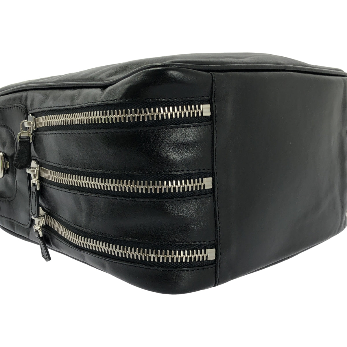 【美品】  JACQUES LE CORRE / ジャックルコー | レザー ジップ 2way スクエア ショルダーバッグ | ブラック | レディース