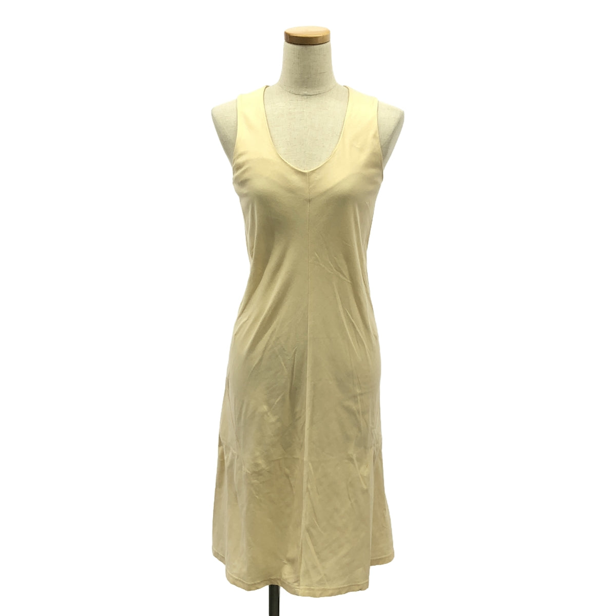 HELMUT LANG / Helmut Lang | White Tag Cotton Flared Sleeveless Dress | 40 | Beige | Women's