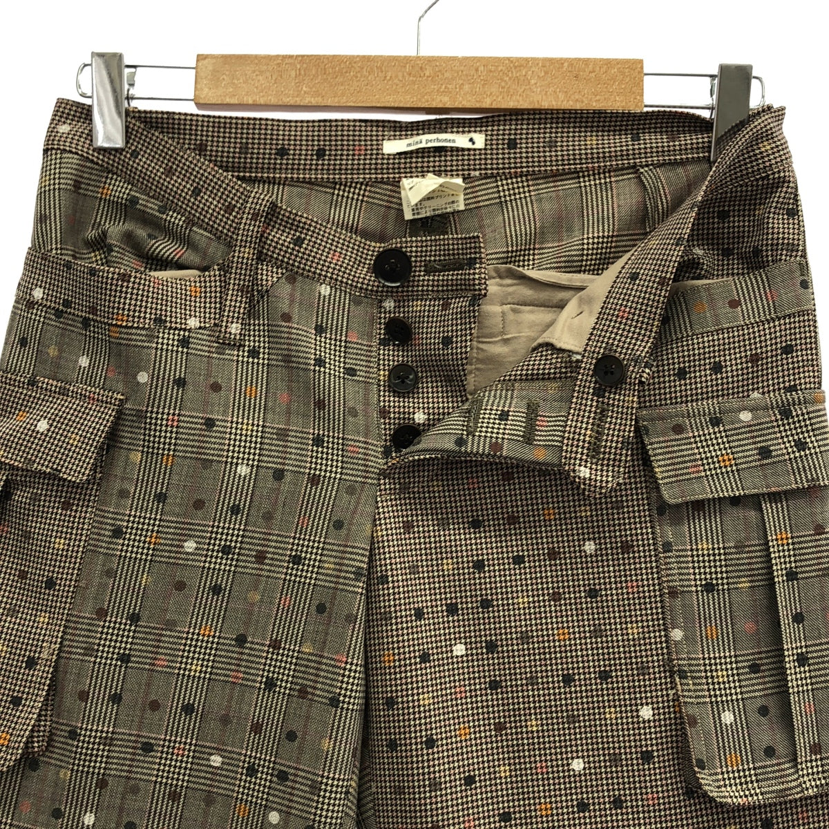 [品相良好] mina perhonen / mina perhonen |陽光明媚的雪地羅紋針織對接褲| 1 |棕色|女性的