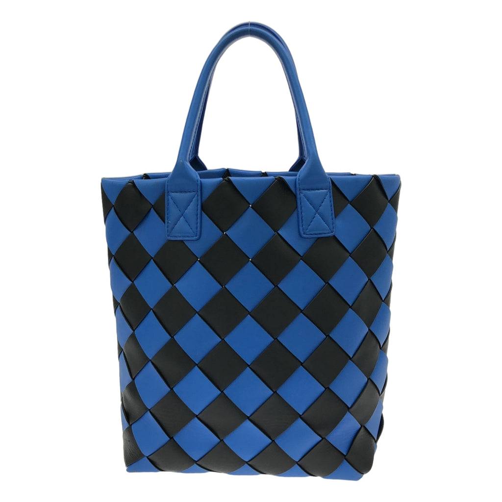 BOTTEGA VENETA / ボッテガヴェネタ | レザー マキシ イントレチャート ハンドバッグ トートバッグ | シグナルブルー / ブラック | レディース