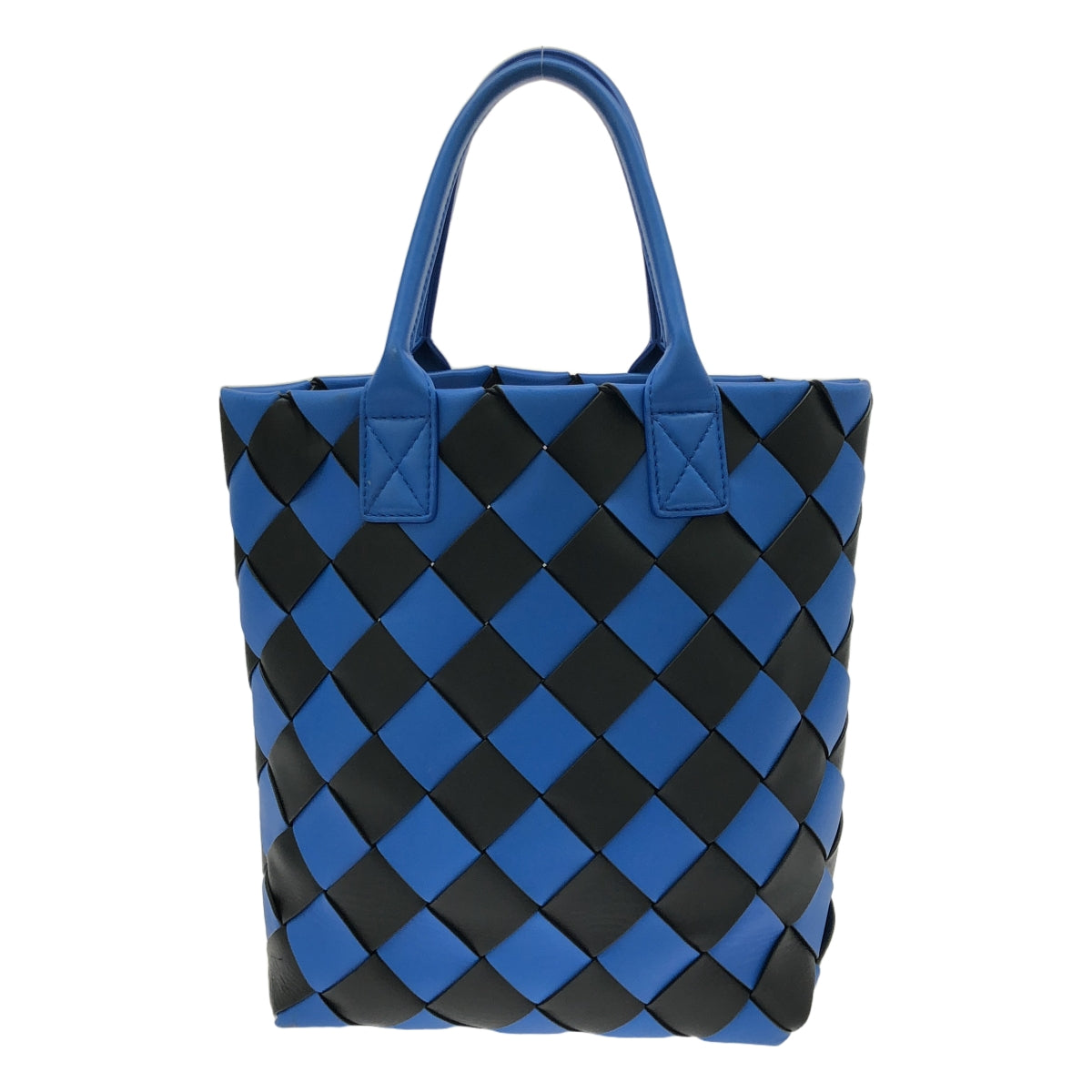 BOTTEGA VENETA / ボッテガヴェネタ | レザー マキシ イントレチャート ハンドバッグ トートバッグ | シグナルブルー / ブラック | レディース