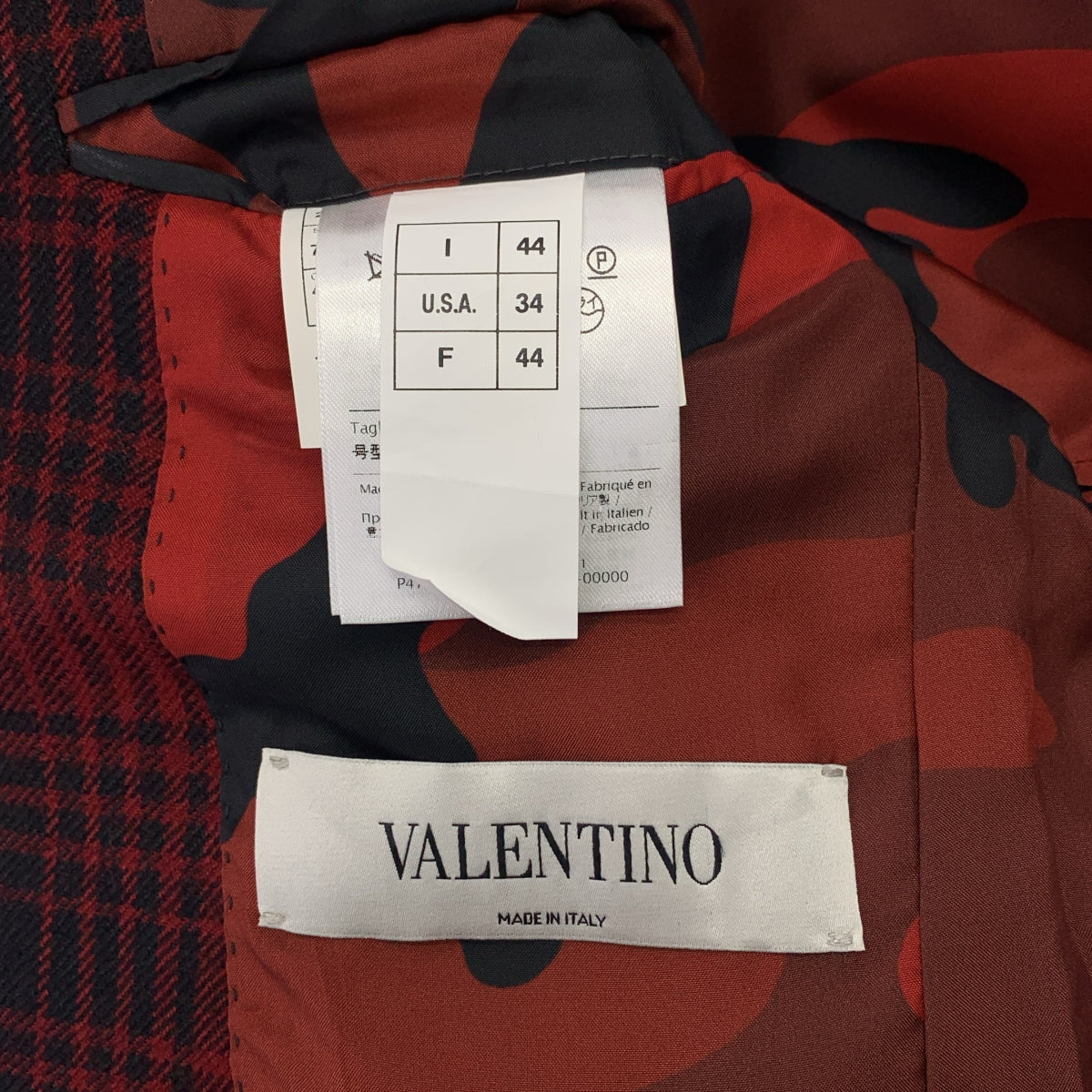[狀況極佳] VALENTINO 格紋修身外套 | 尺寸 44 | 紅色/黑色 | 男款