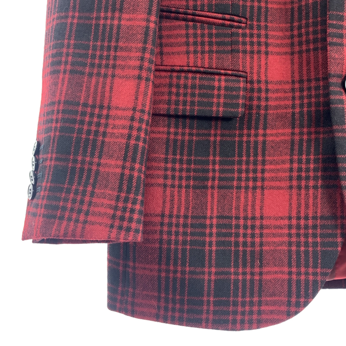 [狀況極佳] VALENTINO 格紋修身外套 | 尺寸 44 | 紅色/黑色 | 男款