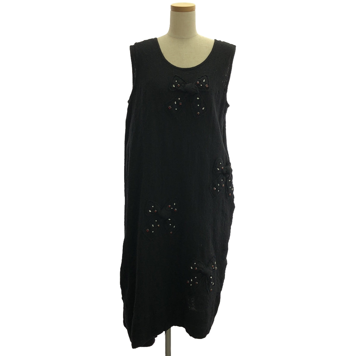 tricot COMME des GARCONS / トリココムデギャルソン | 2018AW | 縮絨 ノースリーブ ラップデザイン ワンピース | S | ブラック | レディース