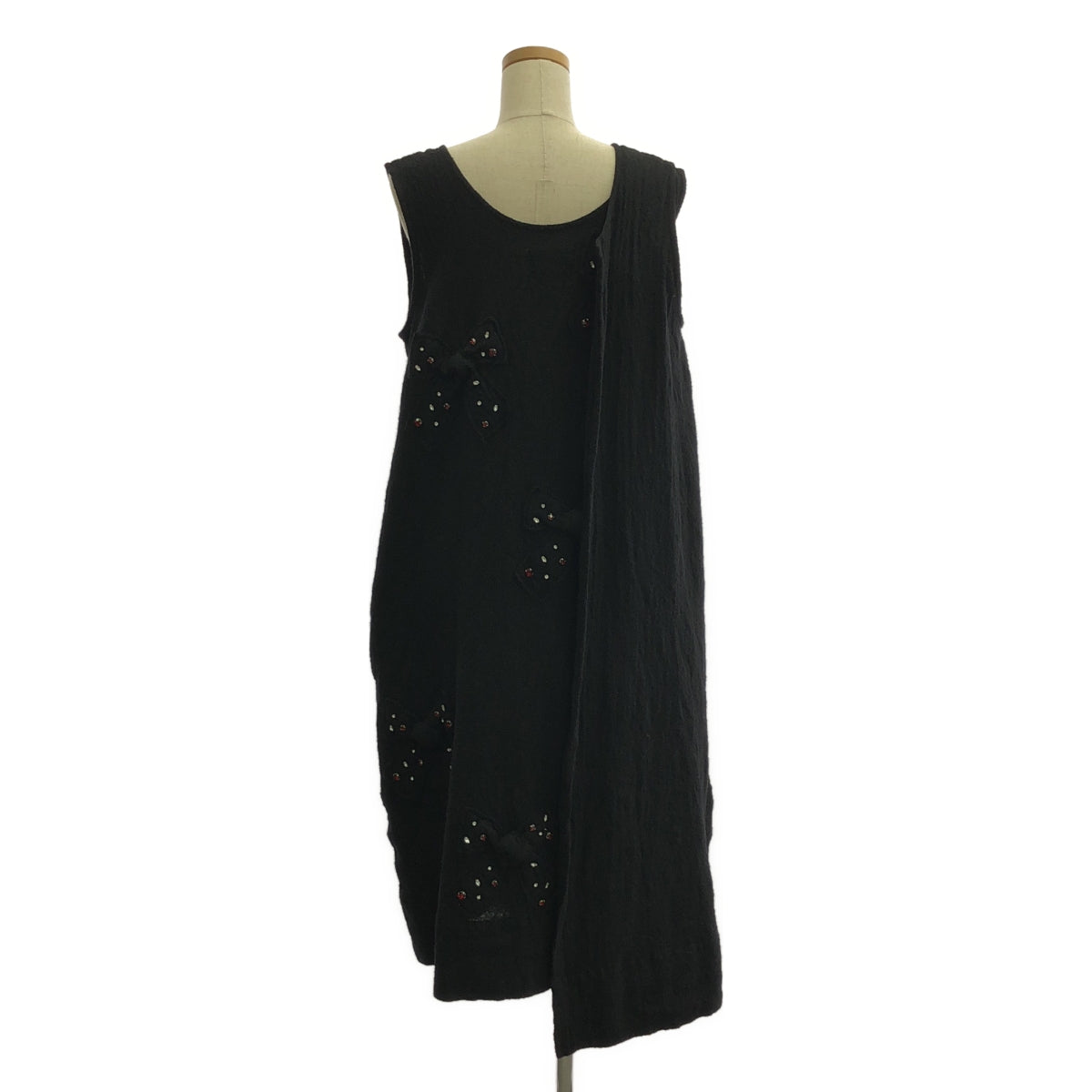 tricot COMME des GARCONS / トリココムデギャルソン | 2018AW | 縮絨 ノースリーブ ラップデザイン ワンピース | S | ブラック | レディース