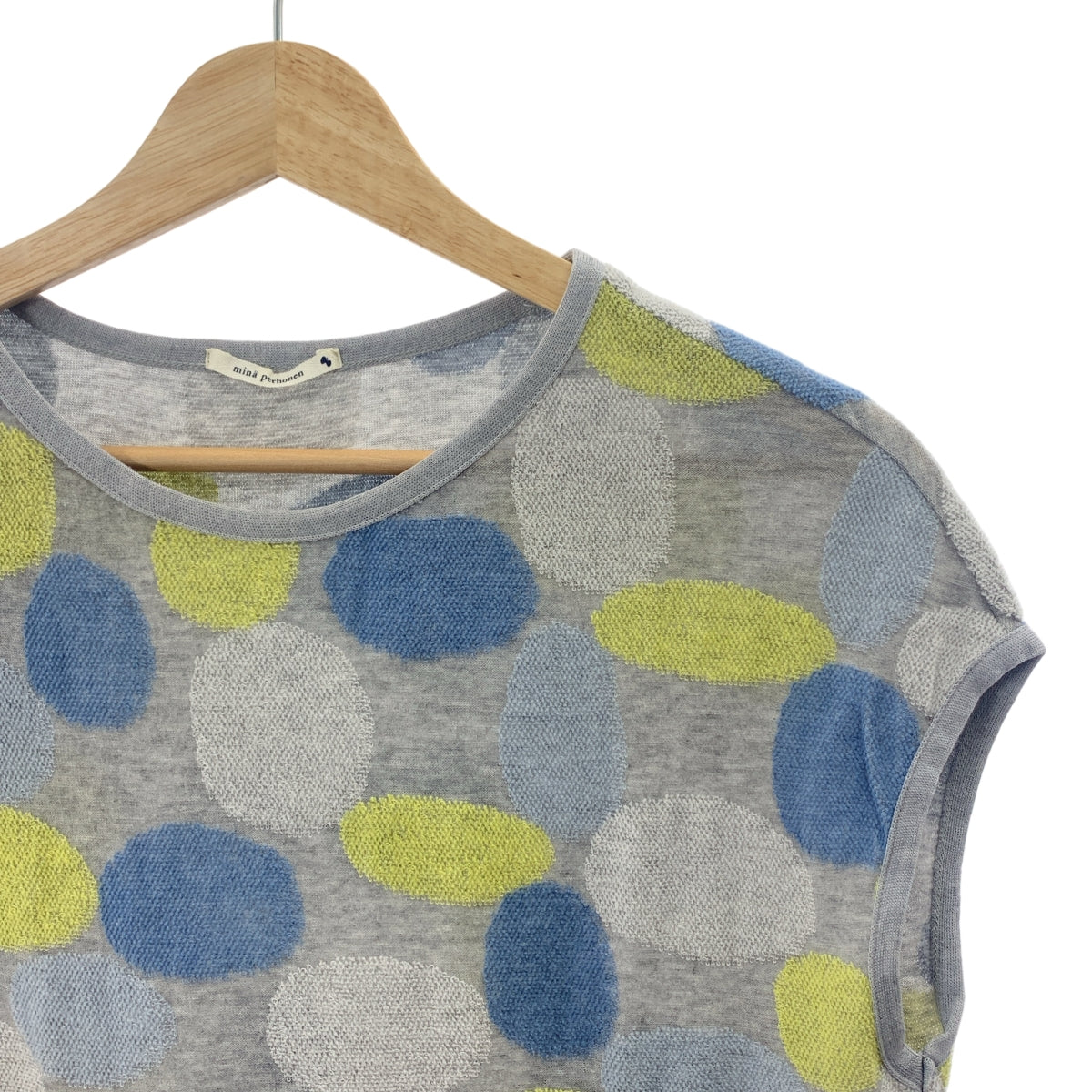 mina perhonen / ミナペルホネン | river bed コットン 総柄 Tシャツ | 38 | グレー系 | レディース