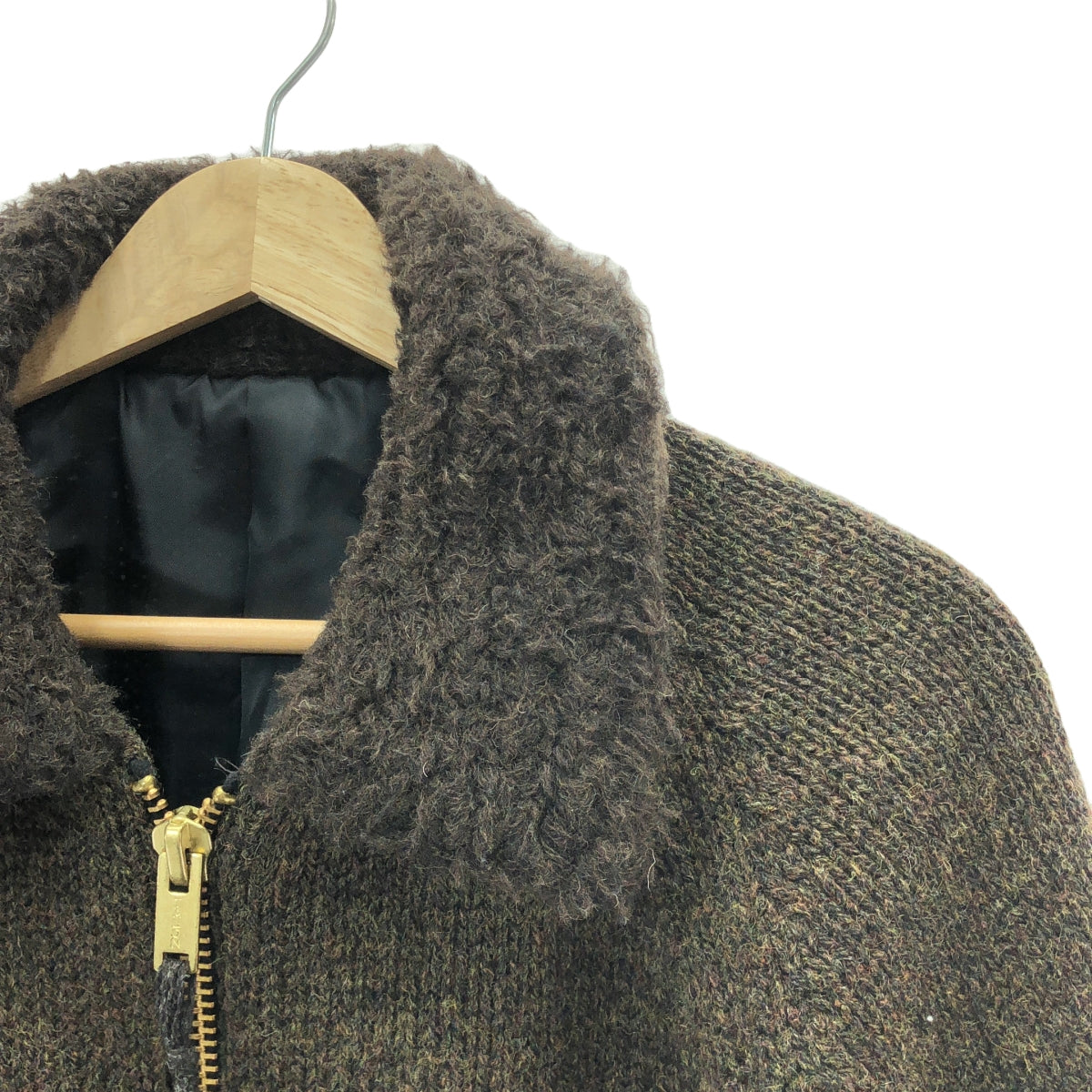 【美品】  Nahyat / ナヤット | n-052 / シェットランド ウール ニット カーディガン ジャケット | Olive Brown | メンズ