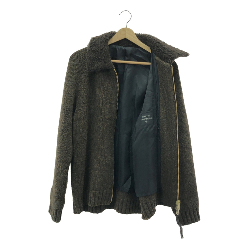 【美品】  Nahyat / ナヤット | n-052 / シェットランド ウール ニット カーディガン ジャケット | Olive Brown | メンズ