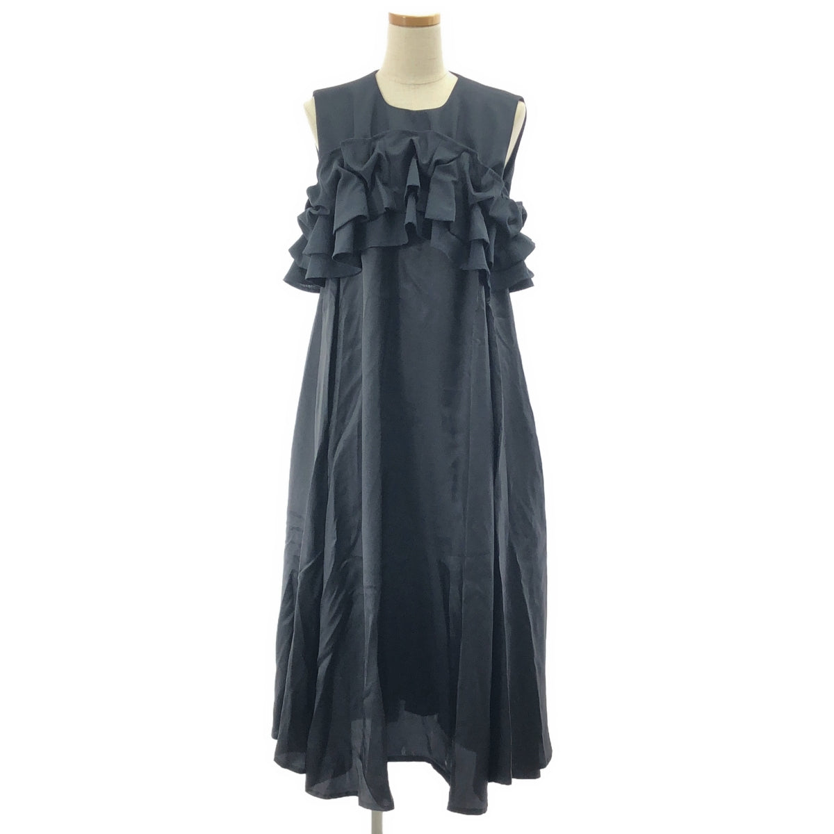 【美品】  noir kei ninomiya / ノワールケイニノミヤ | 2025SS | ウール×キュプラツイルワンピース | S | ブラック | レディース