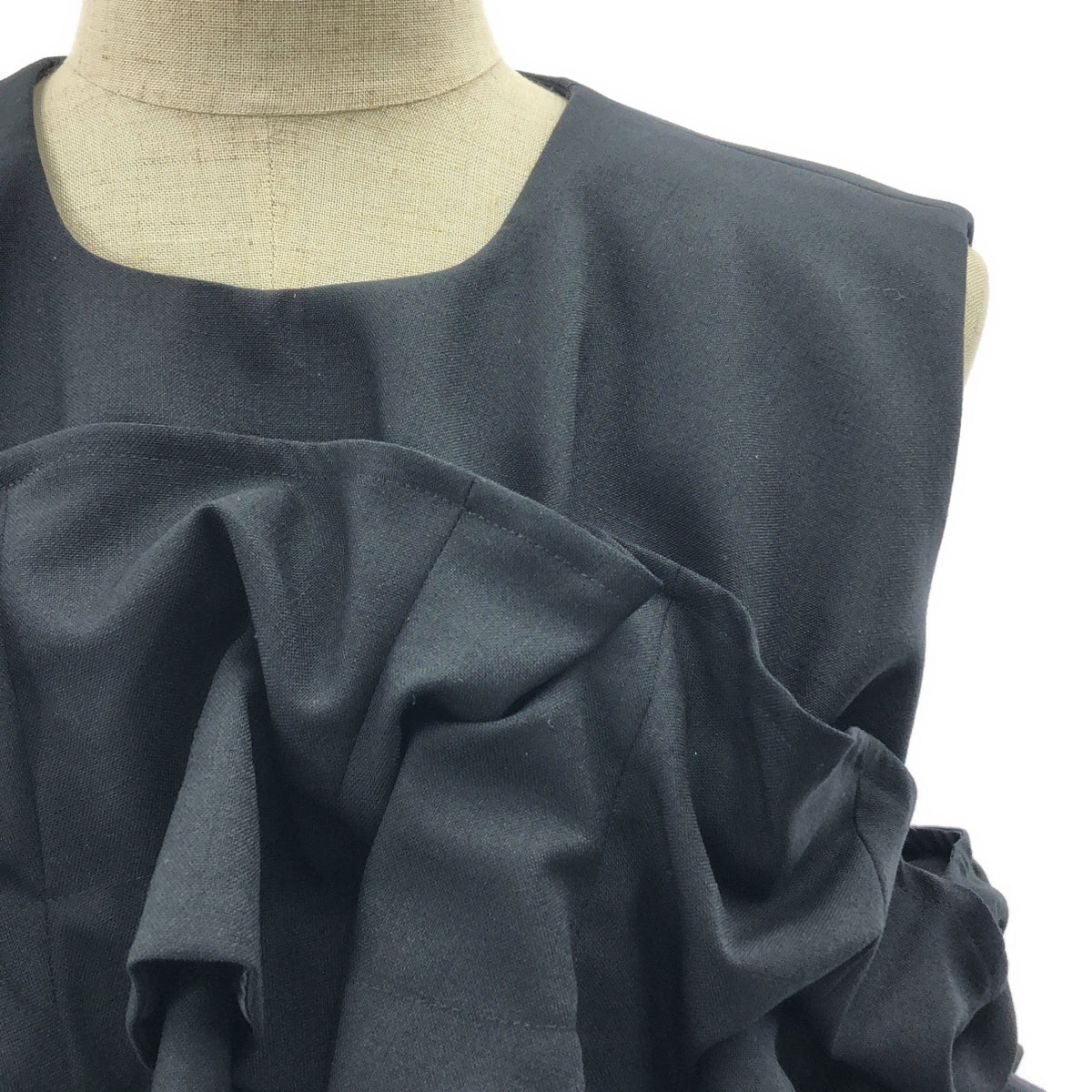 【미품】 noir kei ninomiya / 느와르 케이니 노미야 | 2025SS | 울 × 큐프라 트윌 원피스 | S | 블랙 |