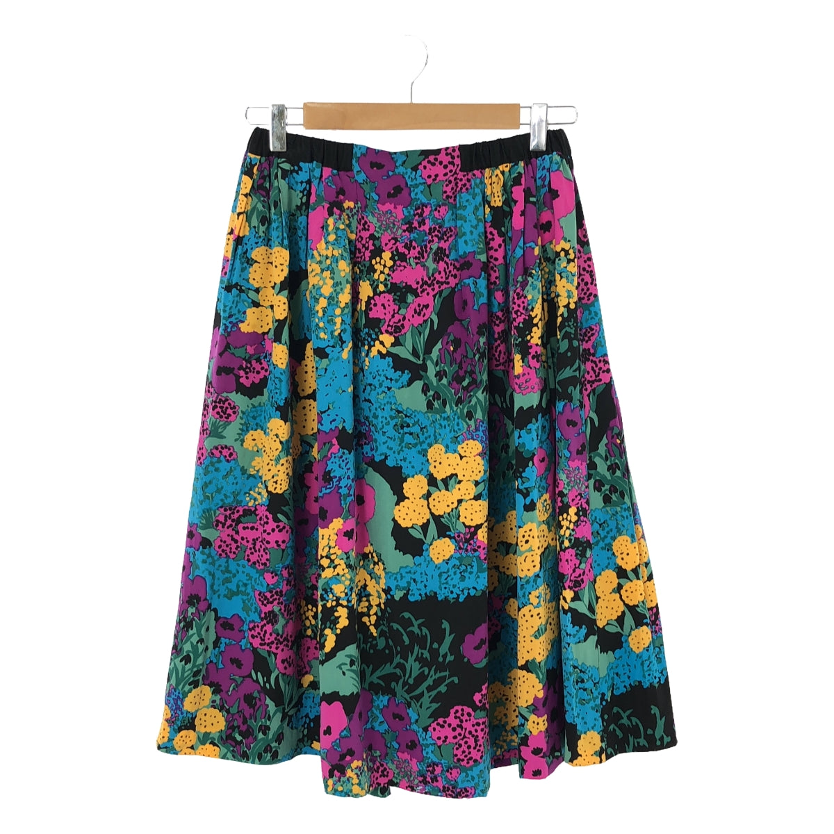 Drawer | Silk Flower Print Easy Skirt | Size 36 | Multicolor | Women's