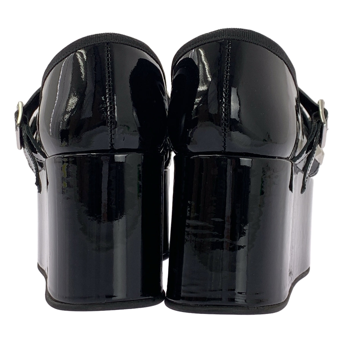 [狀況極佳] Noir Kei Ninomiya x Repetto 漆皮鉚釘綁帶厚底鞋 | 尺寸 38 | 黑色 | 女款