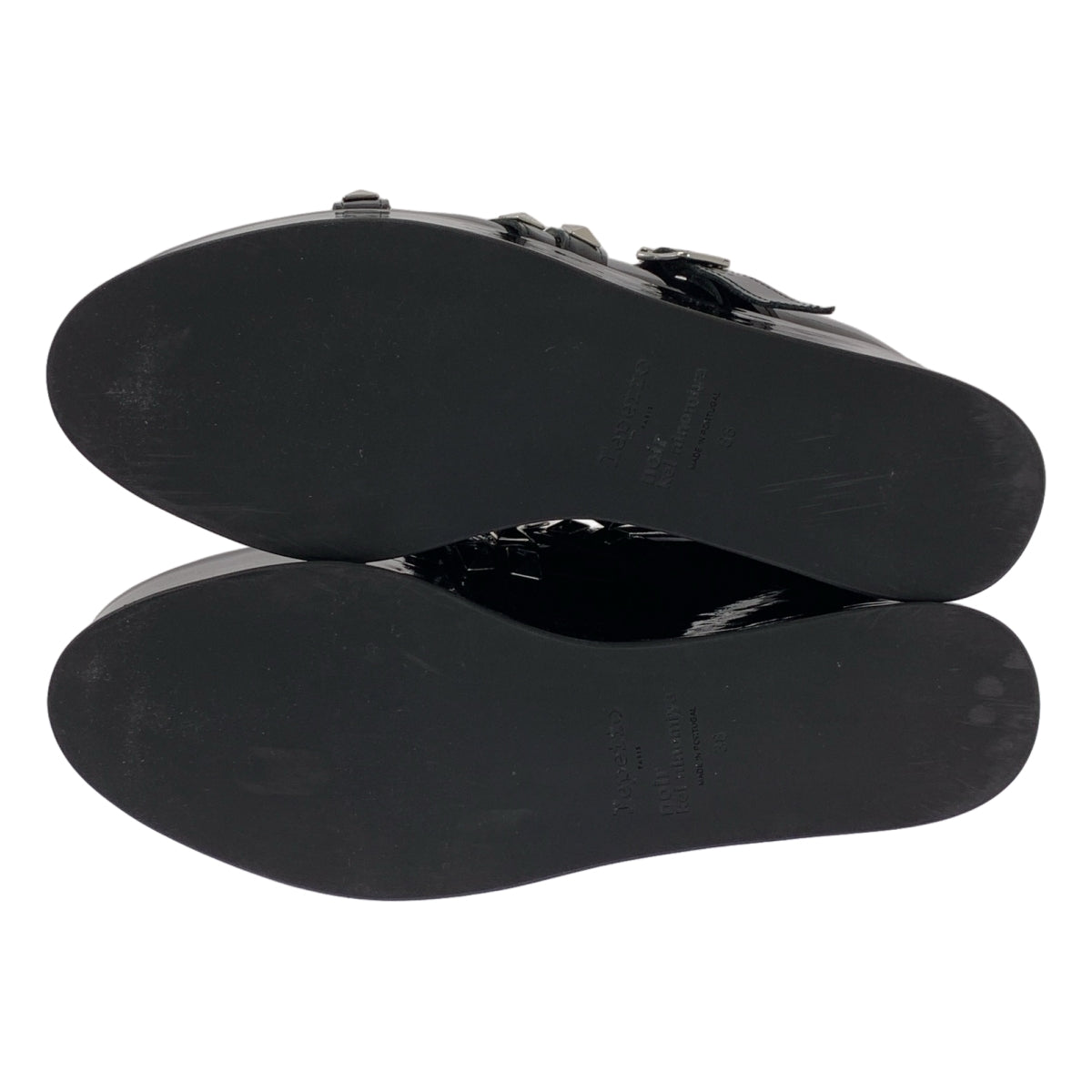 [狀況極佳] Noir Kei Ninomiya x Repetto 漆皮鉚釘綁帶厚底鞋 | 尺寸 38 | 黑色 | 女款