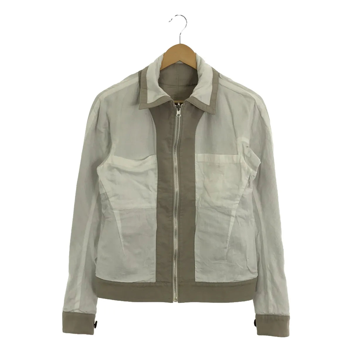 ANSNAM / アンスナム | Zip Blouson / リバーシブル スイングトップ ブルゾン / ジップアップジャケット | 2 | ベージュ/ホワイト | メンズ