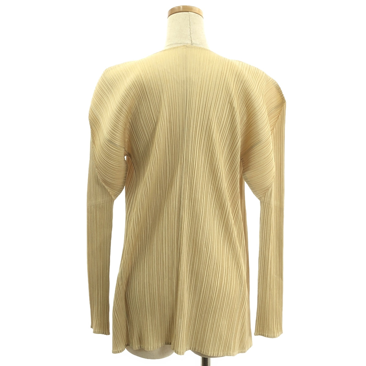 PLEATS PLEASE ISSEY MIYAKE / プリーツプリーズイッセイミヤケ | ノーカラー ボタンレス カーディガン | 3 | ベージュ | レディース